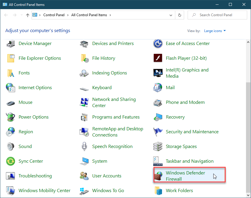 Select Windows Firewall