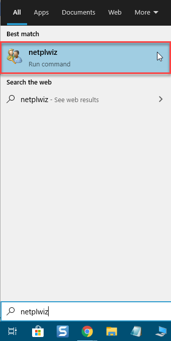 Type netplwiz