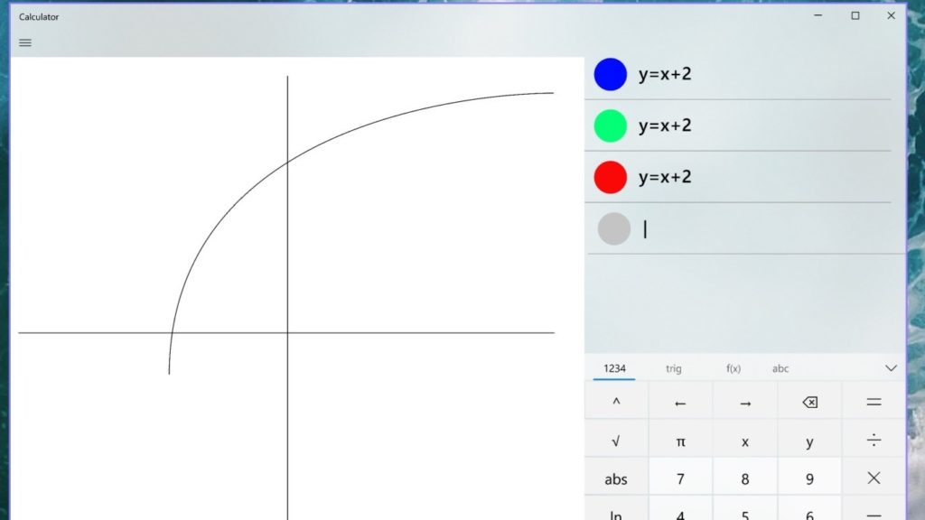 Graphical Mode in Windows 10 Calculator