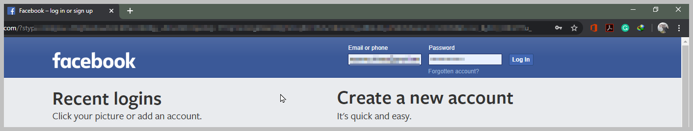 Log-in to your Facebook Account