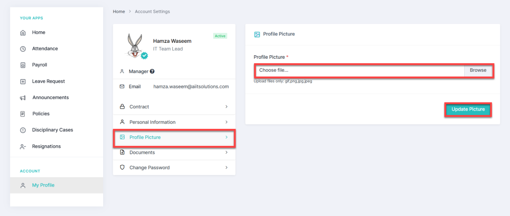 update your profile in HRMS