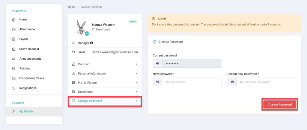 update your profile in HRMS