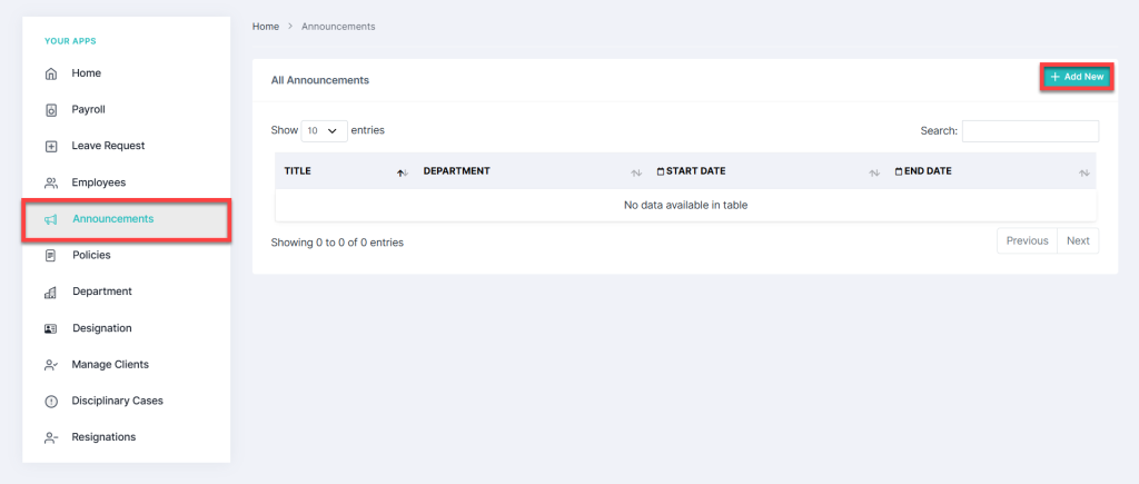 Company Announcements in HRMS