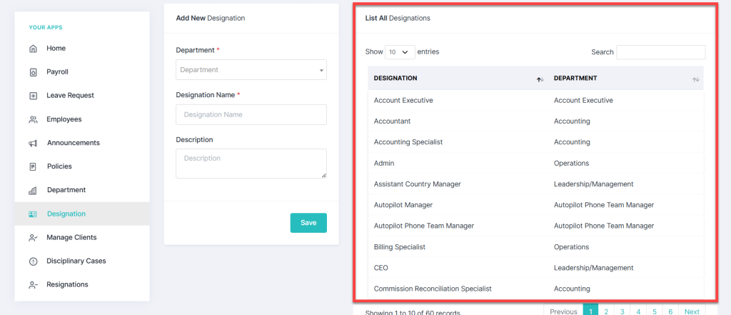 Add a new designation in HRMS