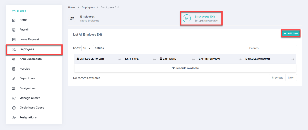 Exit an Employee in HRMS