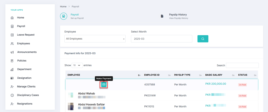 Process Payroll in HRMS